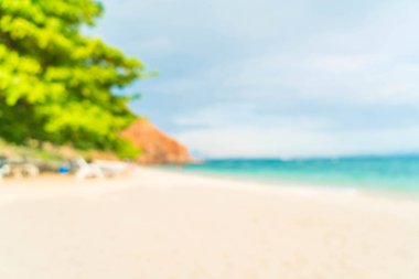 Bulanıklık güzel tropikal plaj ve deniz manzarası backgro