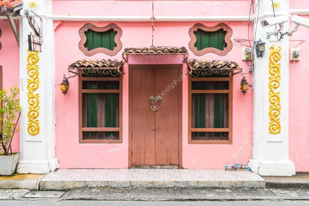 Sino-Portuguese architecture of ancient building in Phuket town.