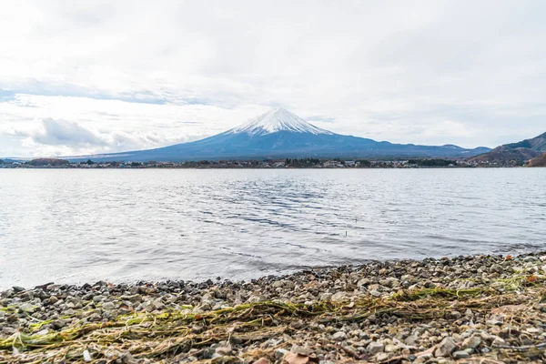 Japonya 'daki Kawaguchiko Gölü' nde Fuji Dağı..