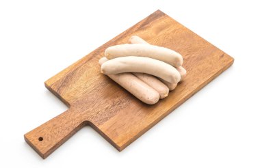 Beyaz arka plan üzerinde domuz sucuğu sosis