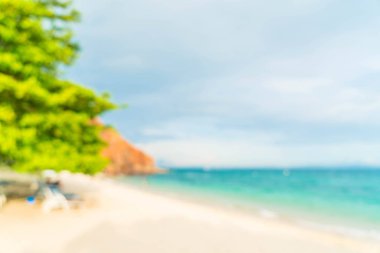 Bulanıklık güzel tropikal plaj ve deniz manzarası backgro