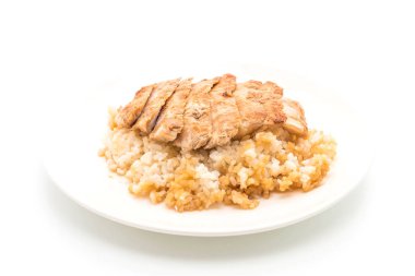 Teriyaki domuz tepesinde pirinç - Japon gıda tarzı