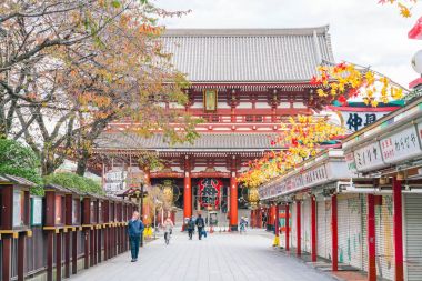 Toyko, Japonya - 16 Kasım 2016: turist Nakamise Dori üzerinde yürümek 