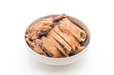 beyaz üzerine pot demlenmiş ördek