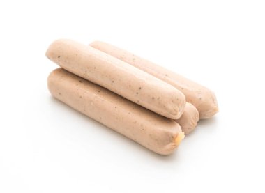 Beyaz arka plan üzerinde domuz sucuğu sosis