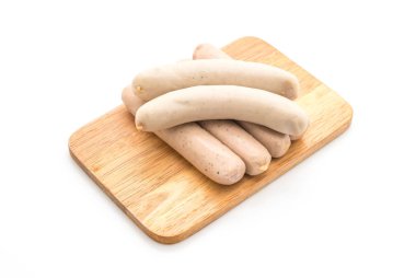 Beyaz arka plan üzerinde domuz sucuğu sosis