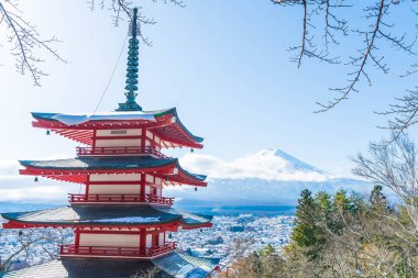 Mt. Fuji Chureito Pagoda Güz, Fujiyoshida ile.