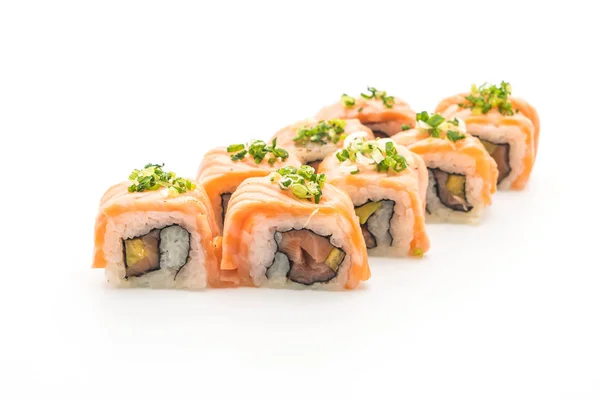 Grillezett lazac sushi tekercs - japán élelmiszer-stílusban — Stock Fotó