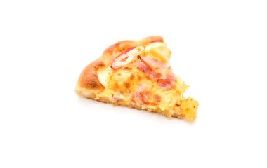 Beyaz arka plan üzerinde izole hawaiian deniz ürünleri pizza 