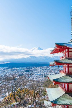 Mt. Fuji Chureito Pagoda Güz, Fujiyoshida ile.