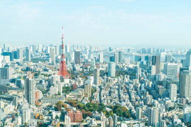 Tokyo şehir manzarası ile Tokyo Tower