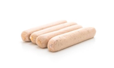 Beyaz arka plan üzerinde domuz sucuğu sosis