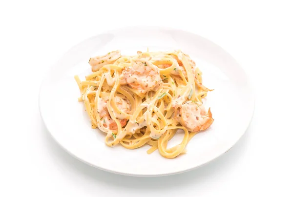 Fettuccini pasta met garnalen — Stockfoto