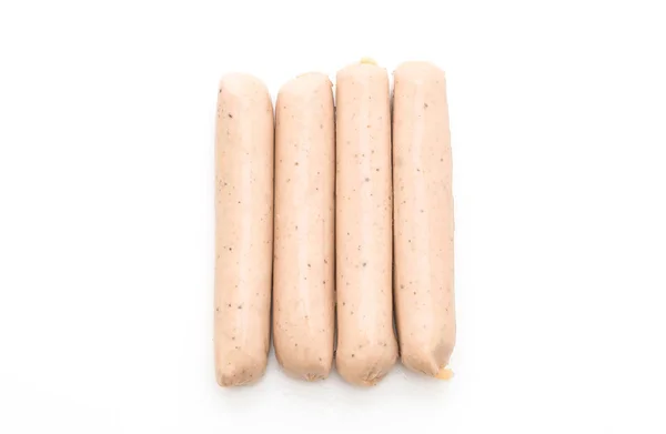 Salsicha bratwurst no fundo branco — Fotografia de Stock