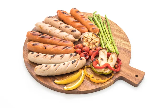 Смажена ковбаса з овочами — стокове фото