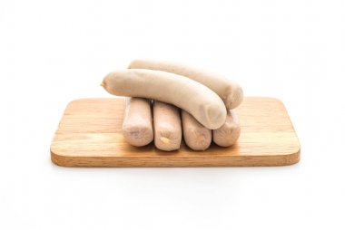 Beyaz arka plan üzerinde domuz sucuğu sosis