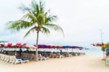 güzel hurma şemsiye ve deniz sandalyeye ile bulanıklık ve 