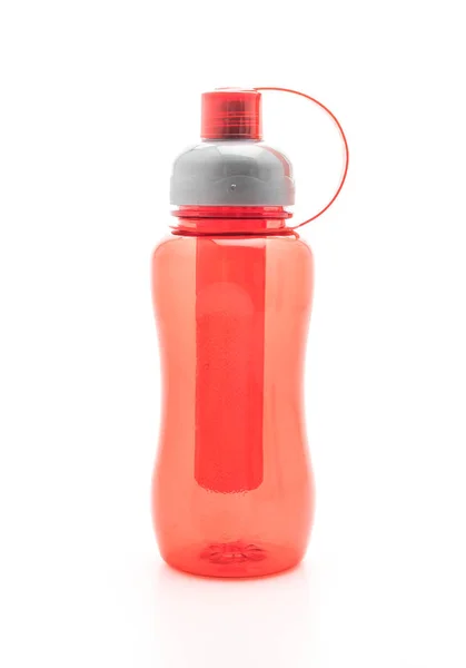 Červená plastová láhev s vodou nebo jídelny — Stock fotografie