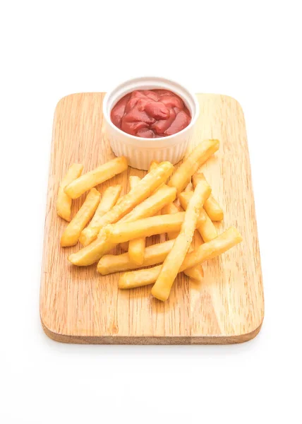 Frietjes met tomatensaus geïsoleerd — Stockfoto