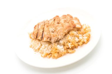 Teriyaki domuz tepesinde pirinç - Japon gıda tarzı