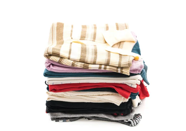 Stacks of clothing on white — Stock Photo, Image