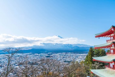Mt. Fuji Chureito Pagoda Güz, Fujiyoshida ile.