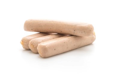 Beyaz arka plan üzerinde domuz sucuğu sosis