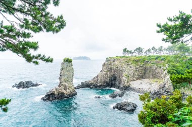 Jeju-do Oedolgae kaya (ünlü doğal landmark) Jeju Adası,