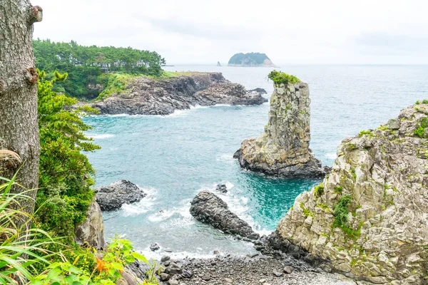 Jeju-do Oedolgae kaya (ünlü doğal landmark) Jeju Adası,