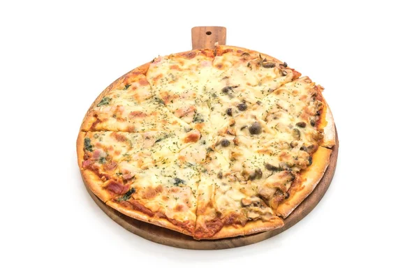 Espinafre e pizza de cogumelos — Fotografia de Stock