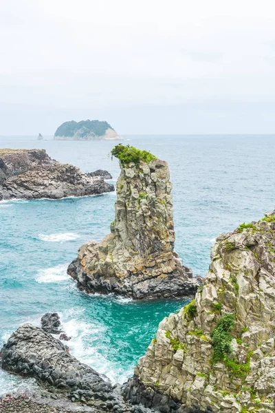 Jeju-do Oedolgae kaya (ünlü doğal landmark) Jeju Adası,