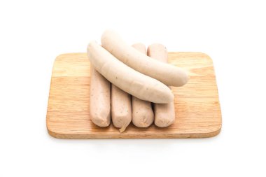 Beyaz arka plan üzerinde domuz sucuğu sosis