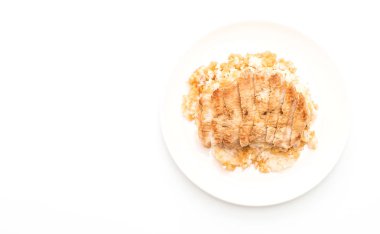 Teriyaki domuz tepesinde pirinç - Japon gıda tarzı