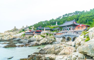 Güzel mimari Haedong Yonggungsa Tapınağı'nda oturur üzerine bir 
