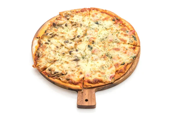 Espinafre e pizza de cogumelos — Fotografia de Stock