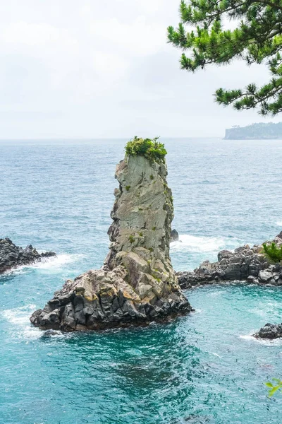 Jeju-do Oedolgae kaya (ünlü doğal landmark) Jeju Adası,