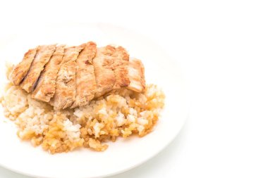 Teriyaki domuz tepesinde pirinç - Japon gıda tarzı