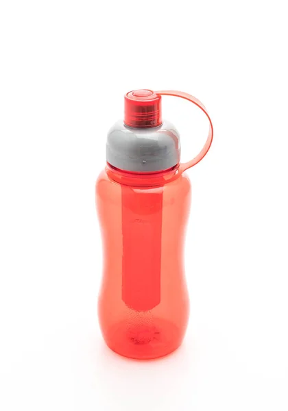 Červená plastová láhev s vodou nebo jídelny — Stock fotografie