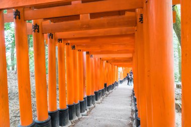 Kyoto - 24 Kasım 2016: Yakın ağ geçitleri Fushimi Inari Taisha Shr içinde