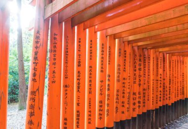 Kırmızı tori gate adlı fushimi Inari tapınak Kyoto, Japonya.