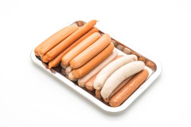 Beyaz arka plan üzerinde sosis mix