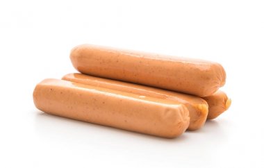 beyaz zemin üzerine kırmızı biber frankfurter sosis