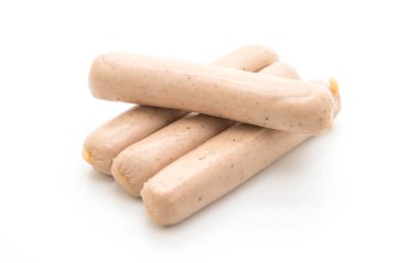 Beyaz arka plan üzerinde domuz sucuğu sosis