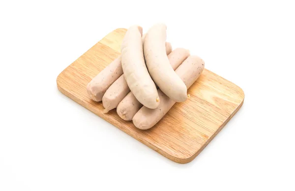 Kiełbasa Bratwurst na białym tle — Zdjęcie stockowe