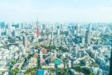 Tokyo şehir manzarası ile Tokyo Tower