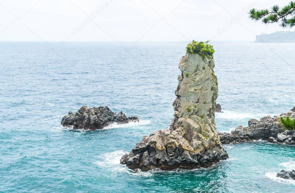 Jeju-do Oedolgae Rock (famous natural landmark) in Jeju Island,