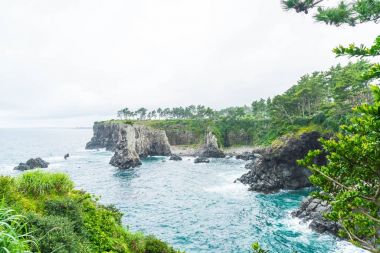 Jeju-do Oedolgae kaya (ünlü doğal landmark) Jeju Adası,