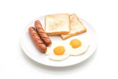 sosis ve ekmek ile kızarmış yumurta