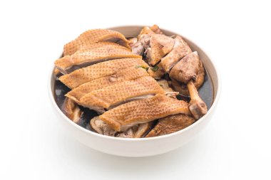 beyaz üzerine pot demlenmiş ördek