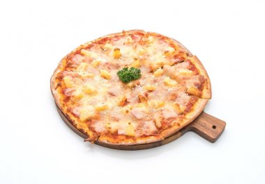 beyaz zemin üzerine Hawai pizza
